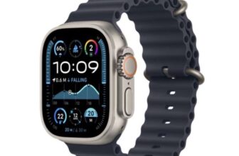 Apple Watch Ultra 2 GPS Cellular 49mm Natural Titanium Case with Navy Ocean Band