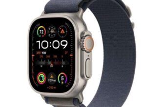 Apple Watch Ultra 2 – GPS Cellular, 49mm Titanium Case with Blue Alpine Loop – Medium