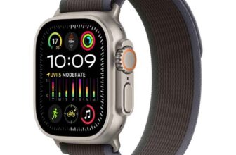 Apple Watch Ultra 2 GPS Cellular, 49mm Titanium Case with Blue/Black Trail Loop