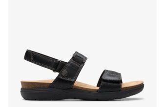 April Clover Black Combination Flat Sandals