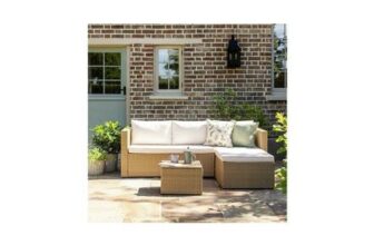 Argos Home 4 Seater Rattan Effect Garden Sofa Set- Natural