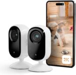 Arlo Essential 2K Indoor Pet Security Camera, Wired Home CCTV Camera Indoor With Night Vision, Siren, 2 Way Audio & WiFi, Arlo Secure Free Trial, 2 Cameras, with auto privacy lens cover, white
