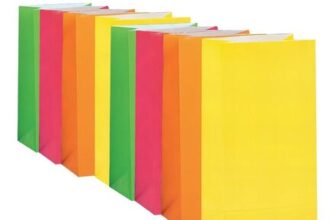 Assorted Neon Paper Party Bags (25×12 Cm), 10 Count