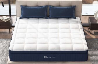 Avenco Bed Mattress Conventional, Latex Foam, Blue and White, King