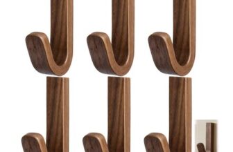 BAGUBDR 6Pcs Wooden Wall Hooks for Coat and Key Holder