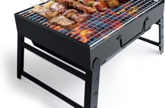 BBQ Barbecue Grill, Portable Folding Charcoal Barbecue Desk Tabletop Outdoor Stainless Steel Smoker BBQ for Picnic Garden Terrace Camping Travel 15.35×11.41×2.95 (Black)