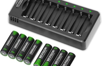 BEVIGOR 8 Pcs 2800mAh AA Rechargeable Batteries with 8 Slot LED Smart Battery Charger Set, Type C Fast Charging for Ni-MH/Ni-CD Rechargeable Batteries