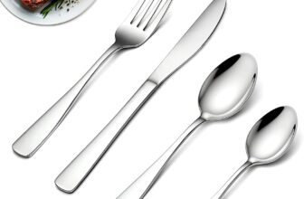 BEWOS 16 Pcs Cutlery Set – Stainless Steel Cutlery Set for 4 People with Ergonomic Handle, Silver, Knife and Fork Sets Ideal for Family Dining, Camping, Mirror Polished & Dishwasher Safe