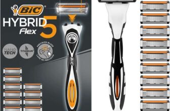BIC Hybrid 5 Flex Refillable Mens Razor, 1 Weighted Handle and 10 Nano-Tech Titanium 5-Blade Refills with Precision Blade – £10.35 S&S