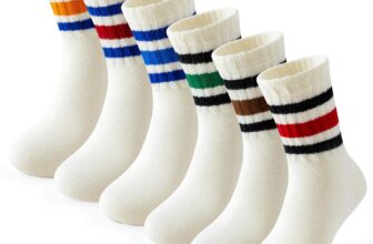BISOUSOX Kids Cotton Seamless Socks Fun School Crew Athletic Sports Socks for Training Running 6 Pairs Gifts for Children Girls Boys Junior for Daily Use & Back to School