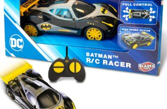 BLADEZ Batman Remote Control Car 1:28 Scale RC Car Racer with Full Function Drive, Rubber Tyres & Easy Handset for Kids Ages 3 Official DC Licensed Toy for Racing Fun, RPM Toyz