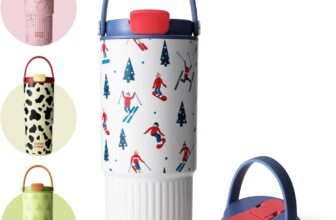 BOTTLE BOTTLE Insulated Water Bottle with Straw and Handle Stainless Steel Water Bottles for Car Sports Home Office and School 750ml Leak Proof Bottles(Skiing)