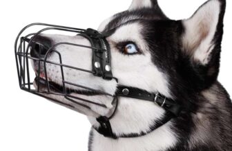 BRONZEDOG Dog Muzzle Adjustable Durable Metal Wire Basket for Large/ Extra Large Dogs ,Leather Straps Breathable, Training, Prevents Biting