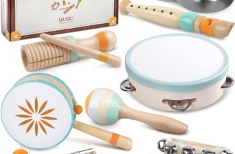 Baby Musical Instruments – Montessori Musical Toys for Toddlers 1-3, Wooden Percussion Instruments Set, Neutral Colours Music Toys, Preschool Educational Gifts for Kids 3 (Musical Toys)