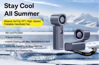 Baseus GoTrip DT1 Foldable High Speed Fan ( 4000mAh / 5 Speed / USB-C / Desktop Mode ) – £13.62(new accounts) w/code -BASEUS Official Store