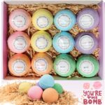 Bath Bombs Gift Set, TTRwin Natural Vegan Spa 12 Fizzy Bubble Bath Bomb Kit with Different Organic Essential OilsBirthday Gift idea for Her, Women, Men, Kids and Teen Girls