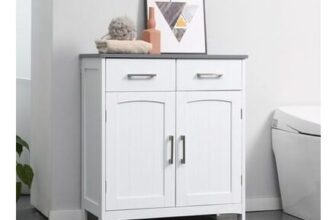 Bathroom Free Standing Storage Cupboard W/ 2 Drawers 2 Doors