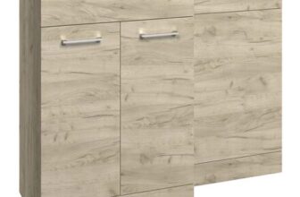 Bathstore Panama 2 Door Oak Left Hand Basin and WC Unit 1000mm