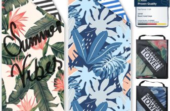 Beach Towels For Adults Extra Large – 2 Pack 200x90cm Lightweight Microfibre Beach Towel with Mesh Bags, Double Sided Sand Free Absorbent Quick Dry Microfibre Towel for Pool, Gym, Camping & Travel