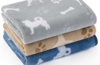 Bedsure Dog Blanket, 3 Pack Fleece Puppy Blankets, Soft Fluffy Washable Cat Blankets Portable for Indoor, Outdoor, Sofa, Bed, Furniture, Grey/Brown/Blue XS (58x41cm)