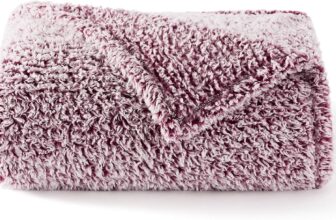 Bedsure Fleece Sherpa Throw Blanket – Super Soft, Cozy & Warm Fluffy Blanket for Sofa and Bed, Single, Red, 130x150cm