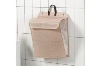 Beige Foldable Hanging Laundry Basket, Washable