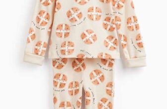 Beige Hot Cross Bun Printed Pyjama Set – Baby Sizes Up to 6 – 9 Months – Free C&C