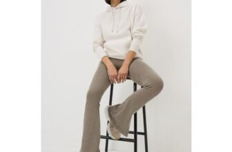 Beige Ribbed Flare Side Split Leggings