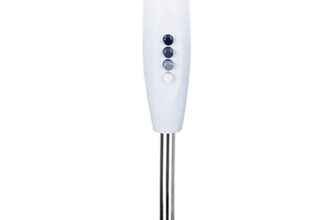 Belaco 16 Inch Pedestal Fan with Oscillation, Adjustable Height, Quiet Powerful Cooling Airflow, 45W, White