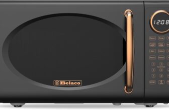 Belaco 20L Microwave, Digital Display, 8 presets with Auto Defrost, 800W Microwave Oven, 10 Power Levels, Luxury & Retro Design, Easy Clean