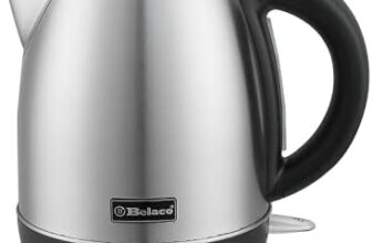 Belaco Electric Kettle Stainless Steel Housing 1.7L Fast Boil Cordless 360 Rotation Removable Water Filter 1800-2200W UK Plug Auto Shut-Off & Boil-Dry Protection – Silver