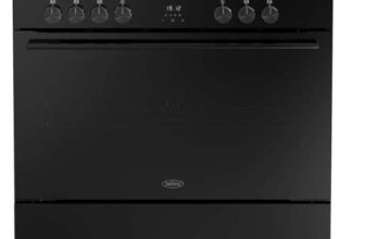 Belling BEL RCA VISION SGL 90DF 90cm wide Dual Fuel Range Cooker with Gas Hob – Black – A Rated With Code Claim Further £100 Cashback