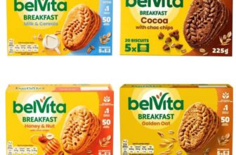 Belvita Breakfast Biscuits 5 Pack, 225g – Milk & Cereal / Cocoa Chocolate Chip / Honey & Nut / Golden Oats