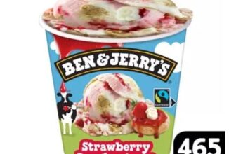 Ben & Jerrys Strawberry Doughnut-Eee Ice Cream Tub 465ml