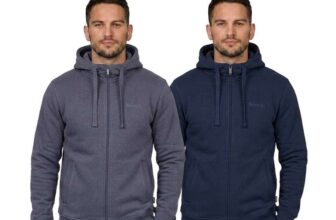 Bench Braxton Mens Zip Hoodie (Grey / Navy) W/Code