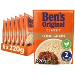 Bens Original Long Grain Microwave Rice, Bulk Multipack 6 x 220g pouches – £4.95 S/S or £3.79