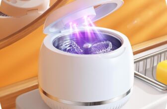 Beser Ultrasonic Retainer Cleaner, 2X Clean, 4X Sterilize, Dental Ultrasonic Tooth Cleaner Machine Pod for Aligner, Nightguard, Mouth Guard, Denture Cleaner Baths, Jewelry, IPX6, 200ML (Warm White)