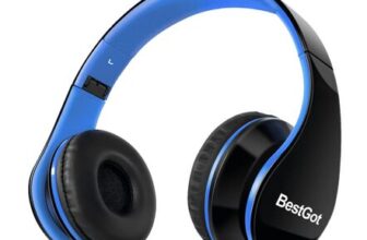 BestGot Kids Headphones with Mic, Wired, Detachable 3.5mm Cable (Black/Blue)