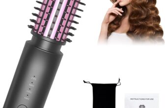 Bestauty Cordless Hair Curler Brush, 40mm 3 in 1 Cordless Hot Brush with 4 Temperatures, 7000 mAh USB Rechargeable Cordless Curling Brush with Negative Ion, for Curly/Straight/Volumising Styles, Gray