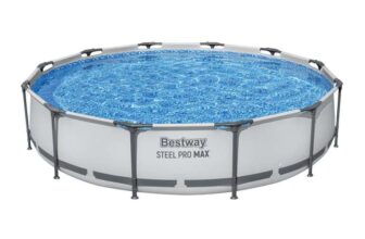 Bestway BW56416GB-21 Steel Pro Round Frame Swimming Pool with Filter Pump, Grey, 12 ft sold & FB Eurocarparts