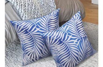 Betadistor 2-Pack Pillow Cases, 18×18 Inches, Blue Leaf