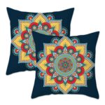 Betadistor Teal Boho Floral Cushion Covers 18×18 Set of 2