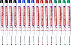 BetterJonny 16Pcs Deep Hole Marker Pens, 20mm Long Head Deep Hole Marker Carpenters Pen,Hole Marker Tool for Architect Carpenter Permanent Marking of Hard to Reach Areas 4 Color(Black Blue Red Green)