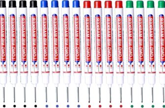 BetterJonny 16Pcs Deep Hole Marker Pens, 20mm Long Head Deep Hole Marker Carpenters Pen,Hole Marker Tool for Architect Carpenter Permanent Marking of Hard to Reach Areas 4 Color(Black Blue Red Green)