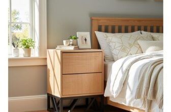 Biba Mabel Grooved Oak Bedside Table with 2 Drawers