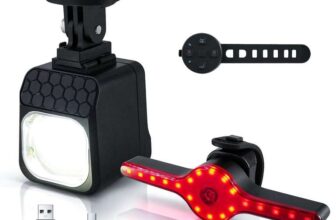 Bike Light Set with Remote Control 300m Beam Headlight & Smart Brake Taillight IPX5 Waterproof Type-C Fast Charge – Black BTS1