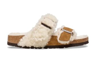 Birkenstock Womens Mink Arizona Teddy Suede Narrow Sandals