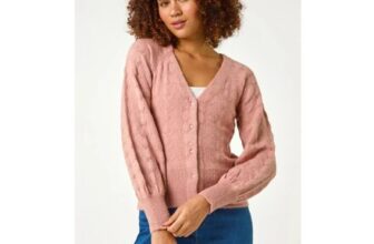 Biscuit Pointelle Detail Knit Cardigan