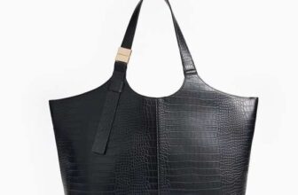 Black Faux Croc Winged Tote Bag One Size – Free C&C