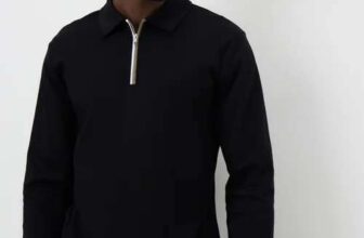 Black Liquid Cotton Long Sleeve Polo Shirt (99p C&C)